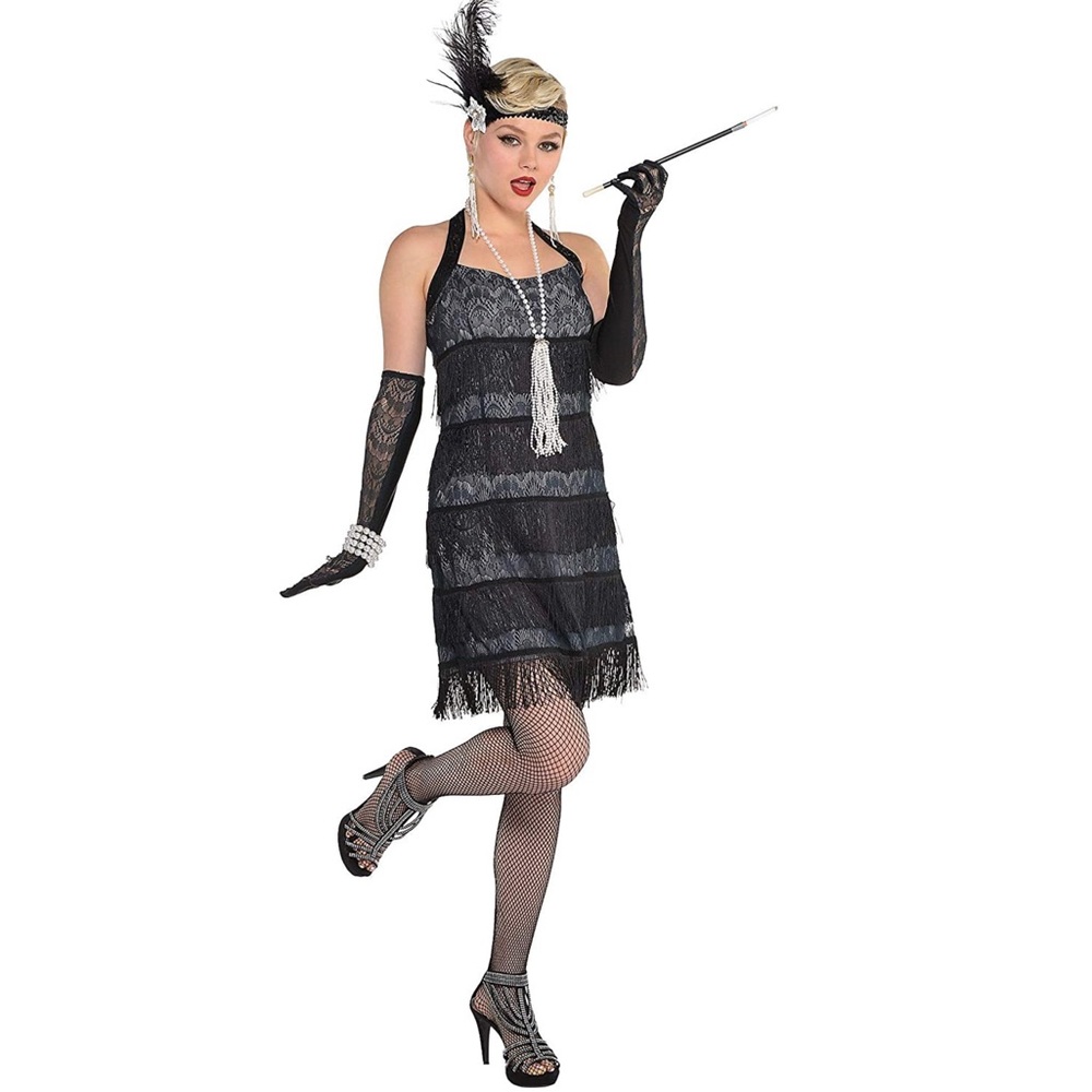 Lace Flapper Black Costume NWT M